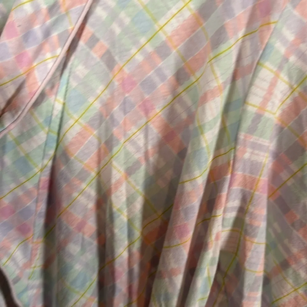 Vintage Laura Ashley Pastel Plaid Short Robe Size XL